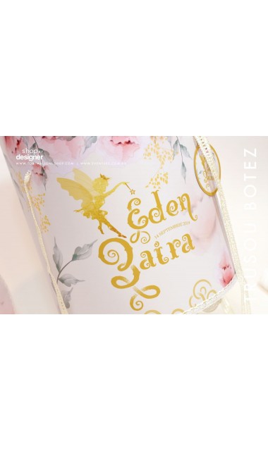 Trusou botez brodat pentru fetite personalizat cu licurici si clopotei, Gradina secreta 16